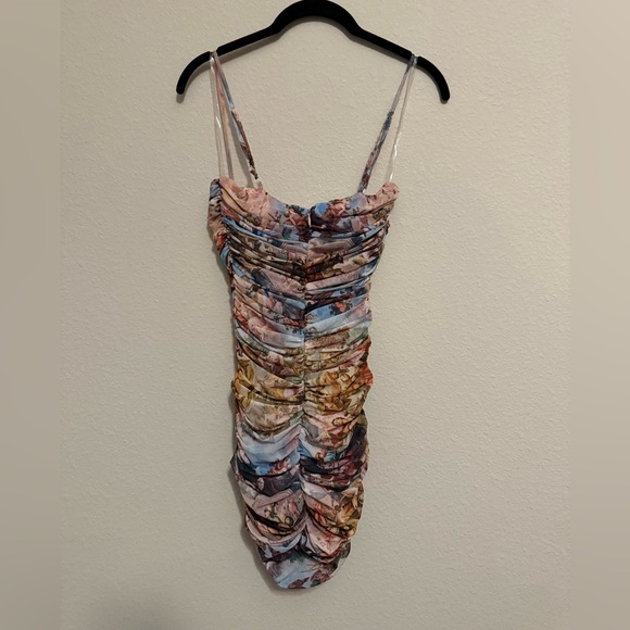 More To Come Mariana Ruched Dress in pink multi - Picture 2 of 7